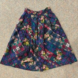 Wool floral Plaid Women's Skirt vintage